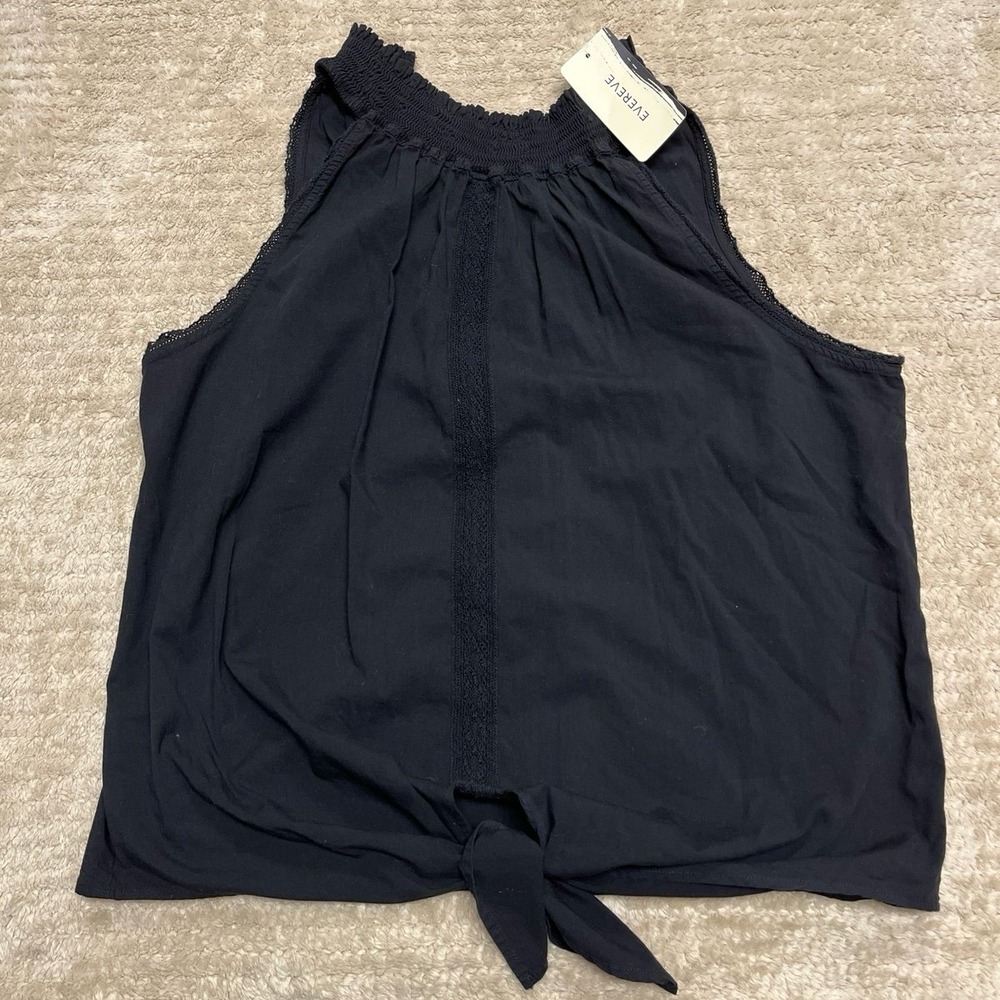Evereve Redhaute smocked halter tie-front sleeveless blouse Womens size large
